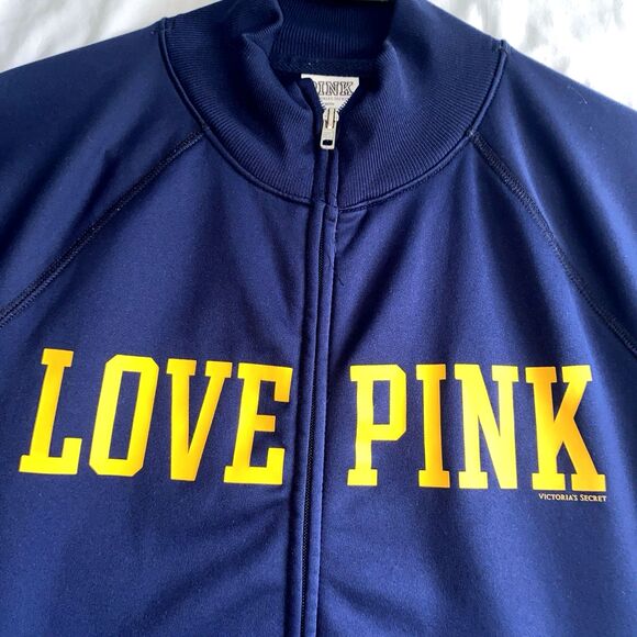 Victoria’s  Secret  LOVE PINK WEST VIRGINIA UNIVERSITY Track Jacket SMALL NAVY - Picture 2 of 5